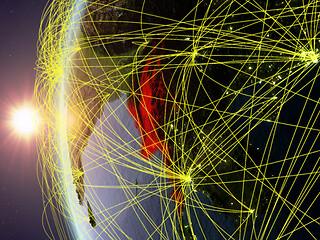 Image showing Myanmar from space with network