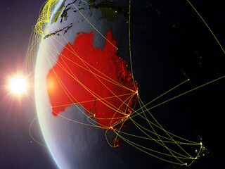 Image showing Australia from space with network