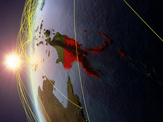 Image showing Papua New Guinea from space with network