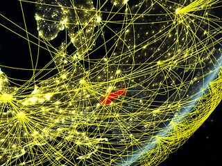 Image showing Slovakia on dark Earth with network