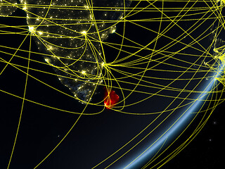 Image showing Sri Lanka on dark Earth with network