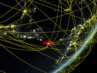 Image showing Costa Rica on dark Earth with network