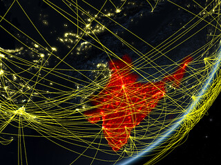 Image showing India on dark Earth with network