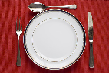 Image showing plate, fork, knife and spoon