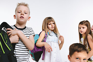 Image showing Happiness group of cute and adorable students are back to school