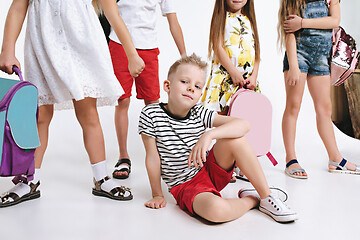 Image showing Happiness group of cute and adorable students are back to school