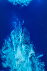 Image showing Abstract pattern falling into the water drop of blue ink - cyan ink dissolved in water