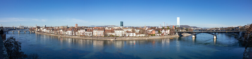 Image showing panoramic view Basel Swiss with river Rhine