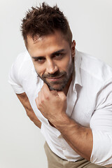 Image showing bearded man open shirt