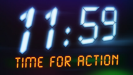 Image showing a digital clock with text time for action