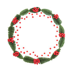 Image showing Holly Berry and Fir Wreath