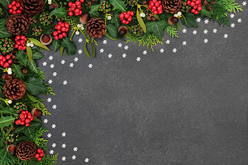 Image showing Natural Winter and Christmas Background Border