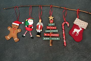 Image showing Hanging Retro Christmas Tree Decorations