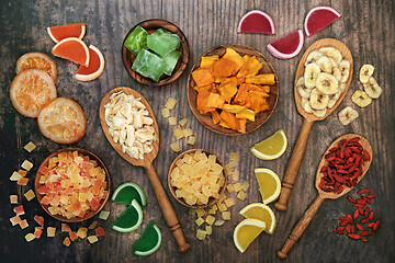 Image showing Dried Fruit Selection on Rustic Wood