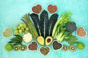 Image showing Healthy Heart Food Selection with Green Foods