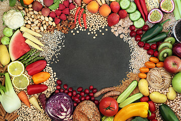 Image showing Vegan Health Food Border with a Variety of Ingredients 