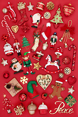 Image showing Large Collection of Christmas Tree Bauble Decorations