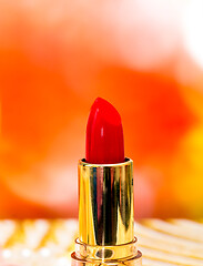 Image showing Red Lipstick Makeup Shows Beauty Products And Cosmetics 