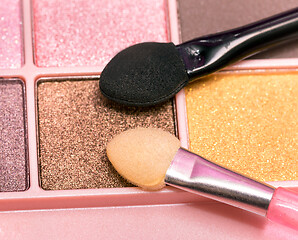 Image showing Eye Shadow Brushes Means Beauty Product And Cosmetics 