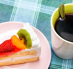 Image showing Coffee And Cake Represents Cafes Delightful And Cafeterias 