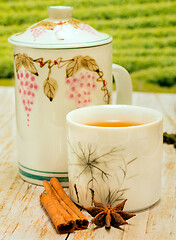 Image showing Tea With Cinnamon Shows Cup Teacup And Cafeteria 