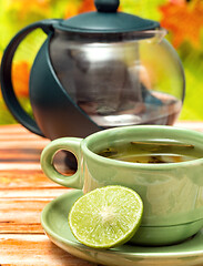 Image showing Refreshing Lime Tea Represents Cafeteria Refreshed And Citrus 
