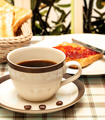 Image showing Coffee With Toast Represents Fruit Jams And Break 