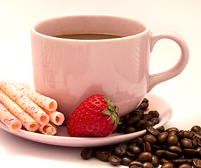 Image showing Coffee And Beans Means Beverage Aromatic And Delicious 