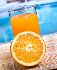 Image showing Fresh Orange Juice Represents Swimming Pool And Liquid 