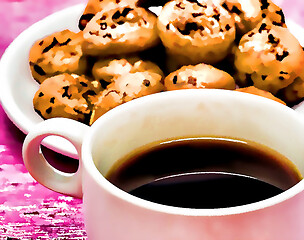 Image showing Coffee Biscuits Relax Indicates Crackers Cookies And Tasty 
