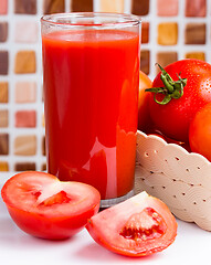 Image showing Tomato Juice Drink Represents Refreshing Thirsty And Refresh 