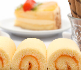 Image showing Delicious Cake Indicates Swiss Roll And Bakery 