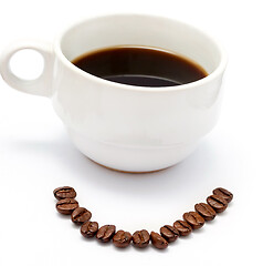 Image showing Fresh Cup Coffee Shows Coffees Tasty And Seed 