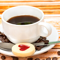 Image showing Heart Cookie Coffee Shows Delicious Cracker And Crackers 