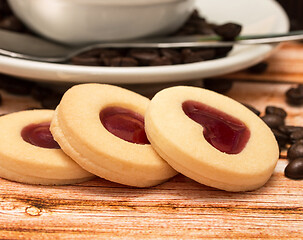 Image showing Heart Cookie Coffee Means Biscuit Cracker And Crackers 