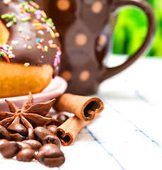 Image showing Coffee And Donuts Represents Sweet Food And Barista 