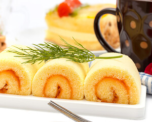 Image showing Delicious Coffee Cake Indicates Break Coffees And Drink 