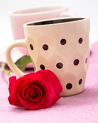 Image showing Coffee And Rose Shows Delicious Cafeteria And Drink 