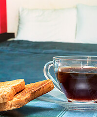 Image showing Coffee In Bed Shows Morning Meal And Beverage 