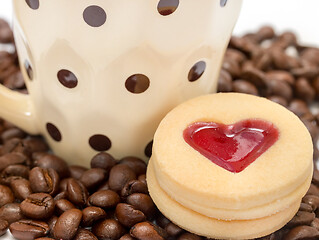 Image showing Coffee And Beans Shows Hot Drink And Heart 