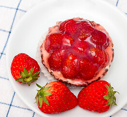 Image showing Strawberry Tart Indicates Fruit Pie And Baked