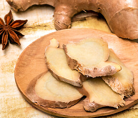 Image showing Sliced Ginger Root Shows Cinnamons Rhizome And Spices 