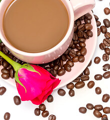 Image showing Fresh Coffee Beverage Represents Coffees Cup And Delicious 