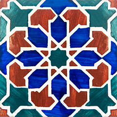 Image showing Traditional Portuguese glazed tiles