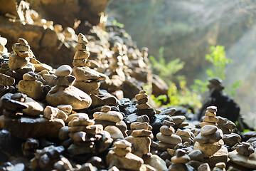 Image showing Stones stack in balance at outdoor