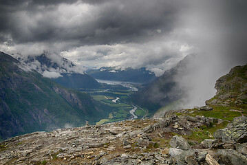 Image showing Dramatic norwegian landscape in cold summer