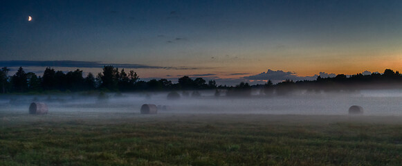 Image showing Evening fog in european field