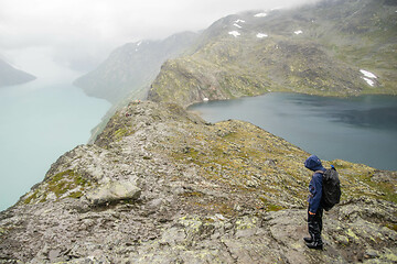 Image showing Tourist in Norwat hiking path