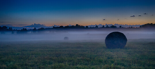 Image showing Evening fog in european field