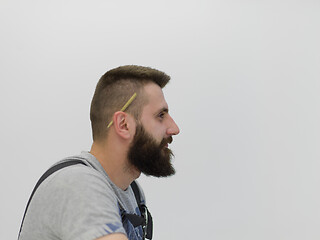 Image showing portrait of bearded hipster handyman